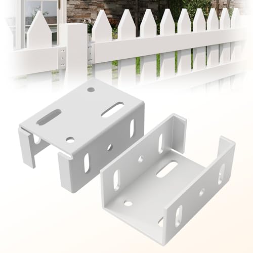 Aluminum Fence Bracket for Vinyl Fencing Fence Bracket Used for Connecting Panel to Post Vinyl Fence Brackets Fit 2.75in Rails Heavy Duty Metal Fence Brackets Parts(2Pcs & 20screws
