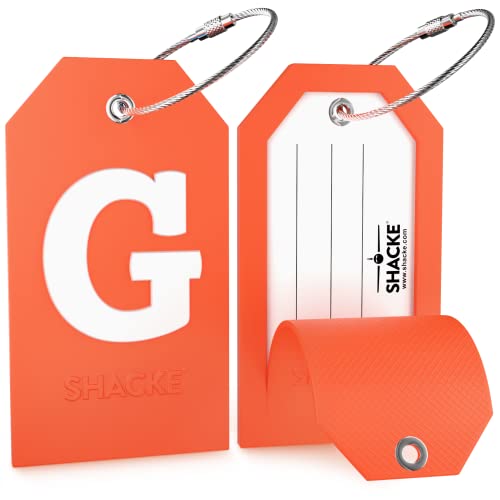 Image of Initial Luggage Tag with Full Privacy Cover and Stainless Steel Loop - (Letter G)