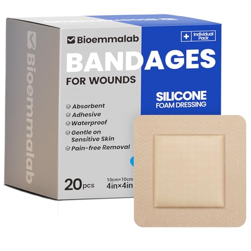 Image of Large Waterproof Bandages 4x4 Silicone Foam Dressing Sensitive Skin, 20 PCS