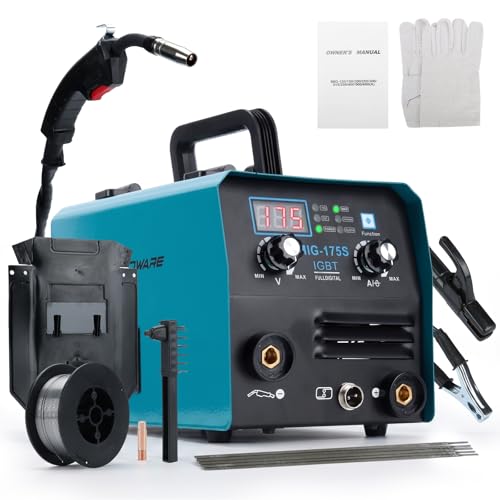 TriThardware MIG Welder 3 in 1 MIG/Lift TIG/Stick Welder Machine 220V Portable Gasless Flux Core Welder IGBT Inverter Welder with LED Digital Display-Blue