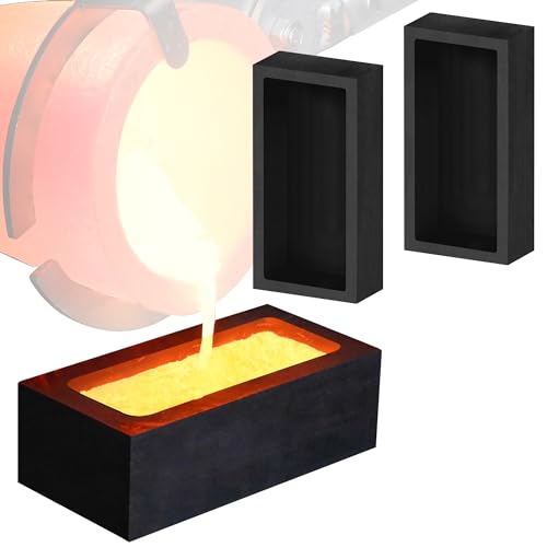 2 Pieces 1kg CANALHOUT Graphite Ingot Mold Casting Tool, Casting Melting Tool, Used for Refining Gold, Silver, Copper, Aluminum, Brass(4 x 2 x 1 Inch)