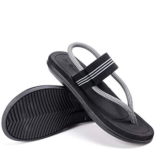 CYian Mens Sandals Slippers Rubber Flip Flops for Men Shoes with Fashion Eastic Strap Free Adjustment Indoor Outdoor