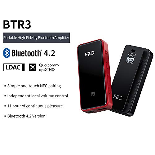 FiiO BTR3(Red Color) HiFi Bluetooth Receiver&USB DAC | aptX/aptX HD/aptX LL/LDAC/AAC/HWA Support,