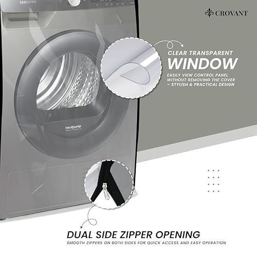 Image of Premium PVC-Coated Washing Machine Cover for Front Load | Compatible with IFB | Waterproof & Dustproof | Fits 6-8 Kg | Size: 63 x 63 x 81 cm (Silver Grey)