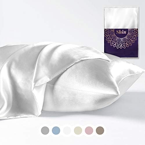 White Mulberry Silk Pillowcase for Hair and Skin 2 Pack, 25 Momme Slip Pllow Cases Queen, Real Grade 6A Both Side Pure Luxury Smooth with Hidden Zipper(20''×30'')