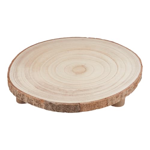 UNICRAFTALE Woods Cakes Stand Round Wood Flower Pot Shelf Wooden Cupcake Pedestal Woods Slice with 3 Legs Rustic Slice Cake Stand for Wedding Birthday Party Indoor Outdoor Garden