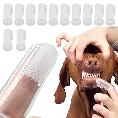 12 Pièces Brosse à dents pour animaux de compagnie,Brosse a Dent Chien Doigt Brosse à Dents Silicone pour Chien Brosse à Dents de Doigt,pour Animal Chiens et Chat Améliore l'hygiène Buccale