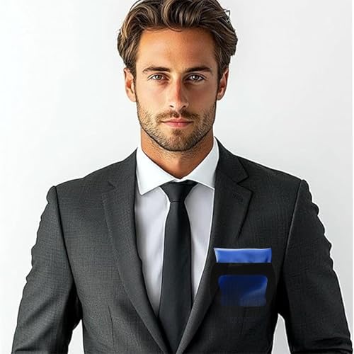 Image of Satin Mens Pocket Square with Holder, 11.8'' Suit Handkerchiefs for Men Wedding Business Casual