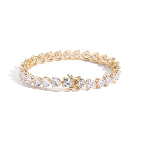 14K Gold Moissanite Tennis Bracelet for Women,Dainty Tear Drop Shape Moissanite Chain Charm Bracelet,Fashion Bracelet Jewelry Gift for Her (Yellow Gold, 14K Gold)