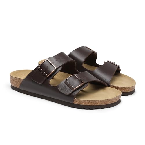 Image of Bruno Marc Men's Cork footbed Sandal Beach Slides with Adjustable Buckle Straps