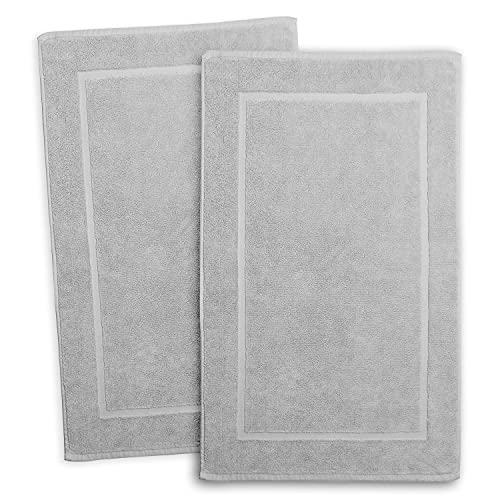 Image of Hearth & Harbor Bath Mat Towels - 100% Ring Spun Cotton Luxury Bath Mat Floor Towels - Ultra Soft & Highly Absorbent Bath Towels Set of 4 - Gray