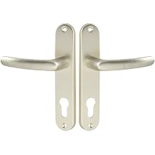 Vachette Set of Door Handle on Small Plate Key Version I, Entrance Door, Office, Garage Distance 165 mm Easy Installation System Durable Aluminium Champagne Finish