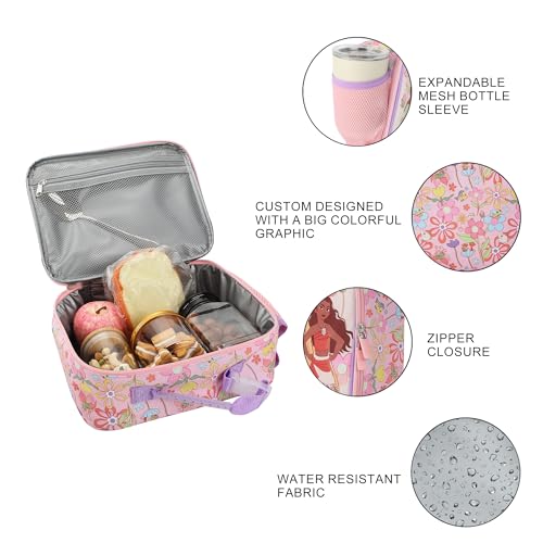Image of Disney Princess Characters On Floral Print 8 inch Lunch Kit