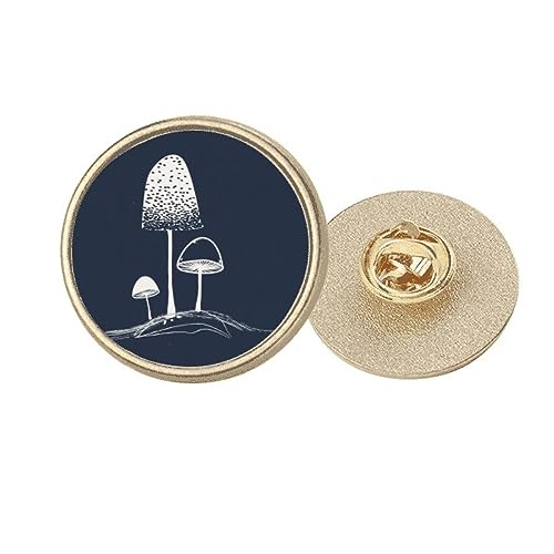 Broche ronde champignon en métal doré pour personnaliser un gilet en maille