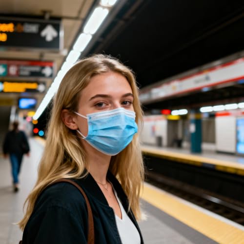 Disposable Face Masks 100 Pack, 3-Ply Breathable Masks with Soft Comfortable Earloops, Adjustable Nose Clip for Office, Travel, School & Public Use, Blue
