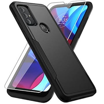 Warsia Capa para Moto G Play 2023, capa para celular Moto G Pure, Moto G Power 2022 com protetor de tela, capa protetora resistente à prova de choque para Motorola Moto G Play 2023, preta