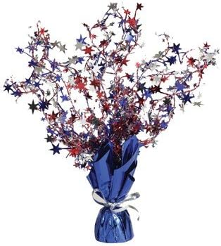 Pack of 6 Red, Silver and Blue Foil Spray Stars Centerpieces 15"