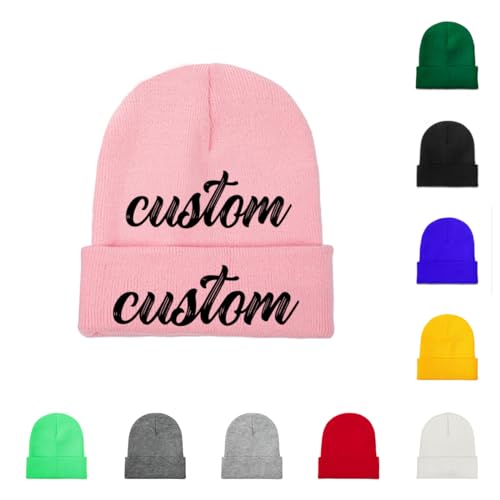 Custom Beanies hat - Add Your Text or Name - Personalized Winter Knit Cap Hats