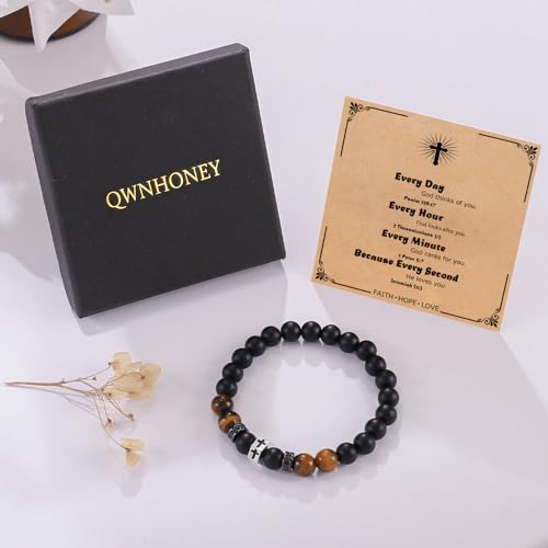 QWNHONEY Dad to be New Father to be Gifts First Time Soon to be Expectant Dad Bracelet Father's Day Daddy Him Birthday Christmas Pregnancy Announcement Gender Reveal Cross Bracelet by QWNHONEY - Used condition - Image 6