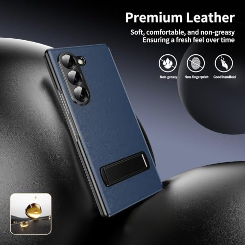 Image of TechTrendz for Samsung Galaxy Z Fold 8 Ultra Magnetic Flip Folding Case, Multi-Angle Bracket, Full Body Hinge Protective Slim Cover, Luxury Business Leather Cover for Fold 8 Ultra Back Cover (Blue)