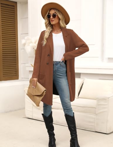 Image of CiCiBird Women Fall Long Cardigan Sweater Trendy Knit Jacket Coat Dressy Blazer Coatigan