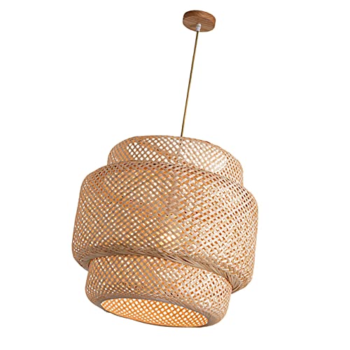 ＡＷＨＡＯ Lámpara de Luz Colgante Simple, Iluminación de Techo Japonesa, Barra de Tejido, Cafetería, Candelabro de Ratán para Restaurante, Comedor, Casa de Té, Beige