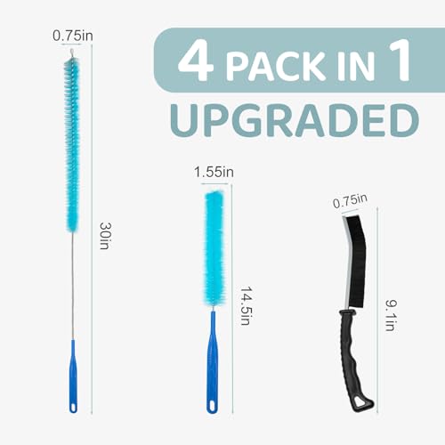 JUNTIANZE 5 Pcs Dryer Vent Cleaner kit,Refrigerator Coil Cleaning Brush,Home Improvement Essential Cleaning Tools, for Kitchen Sinks, drains, Shower and Bathtub Clogs