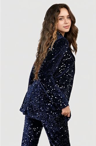 Sequin Pants Suit Women Sparkly Shiny Night Tuxedos for Women Glitter 2 Piece Outfits V Neck Party Womens Blazer Pants3