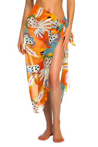 Image of Ekouaer Women Sarong Swimsuit Coverups Chiffon Long Bikini Wraps Sheer Beach Bathing Suit Cover Up