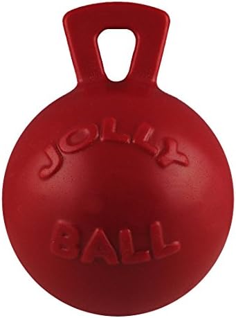 Jolly Pets Tug-n-Toss Heavy Duty Dog Toy Ball with Handle, XL (10 in), Red