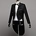 Men's Formalities Tuxedo Costume Vintage Hollywood Formal Tailcoat Slim Fit Peak Lapel Suit Tux Pants Tail Coat 4pcs/Set (Black, XL)