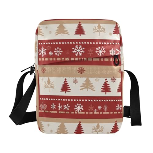 KLL Seamless Christmas Red Trees men's messenger bag Vegan Leather Small Crossbody Bags For Women Casual Ladies Shoulder Handbags