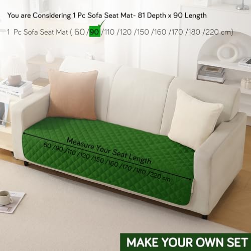 Image of HOKIPO polyester Quilted Waterproof Sofa Cover Mats for 1 /2 /3 Seater Sofa and L Shape. Make Your Own Sofa Cover Set, Mat Length 81(D) x 90(L) cm, Forest Green (AR-4964-W8)