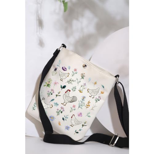 MAOFAED Flower Chicken Crossbody Bag, Floral Chicken Gift, Chicken Lover Gift, Farmerhouse Gift, Farmer Gift4