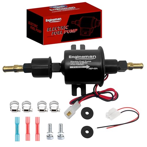 ENGINEMAN Electric Fuel Pump 12V 5-9psi HEP-02A for Electric Transfer Universal Low Pressure Gas Diesel Fuel Pump for All 12V Cars Trucks Boats Carburetor Lawn Mower
