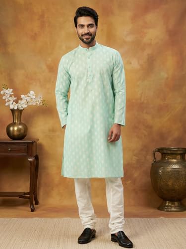 Image of Amazon Brand - Tavasya Men Floral Printed for Regular Fit Kurtas | Ethnic Wear | Festive | Cotton Blend | Knee Length