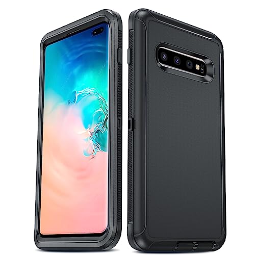 LeYi Compatible for Samsung Galaxy-S10 Case: 【Not Fit S10E/ S10 Plus/ S10 Lite】S 10 Case 3-in-1 Full Body Shockproof Rubber Cover, Heavy Duty Tough Rugged Dustproof Protection Phone Funda 6.1', Black