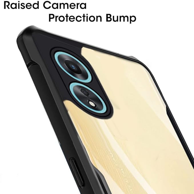 Image of amazon basics Hybrid Camera Protection Transparent Hard Back Case Cover for Oppo A78 5G (Sides Black)