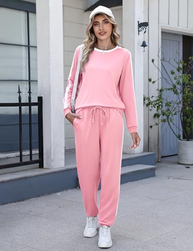 Image of Marvmys Women Long Sleeve Tracksuits Fashion 2 Piece Lounge Set Travel Outfits Jogger Set