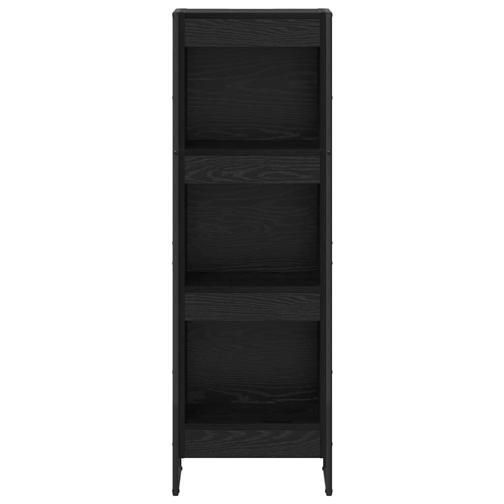 Générique Regał z czarnego dębu, 40 x 30 x 121 cm, z drewna konstrukcyjnego ze stalowymi nogami, prostokątny industrialny design do nowoczesnego salonu, schowek na książki i dekoracje,