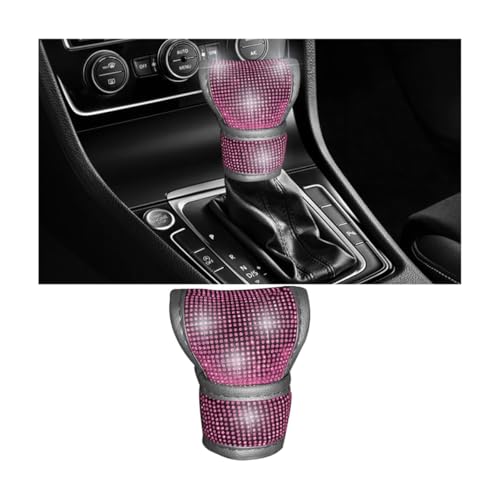 JNNJ Funda para Palanca de Cambios de Coche con Cristales Brillantes, Bling Pomo de Cambio de Marcha para Coche, Cubierta de Cambio Universal Accesorios Protectores para Decoración(Rosa)