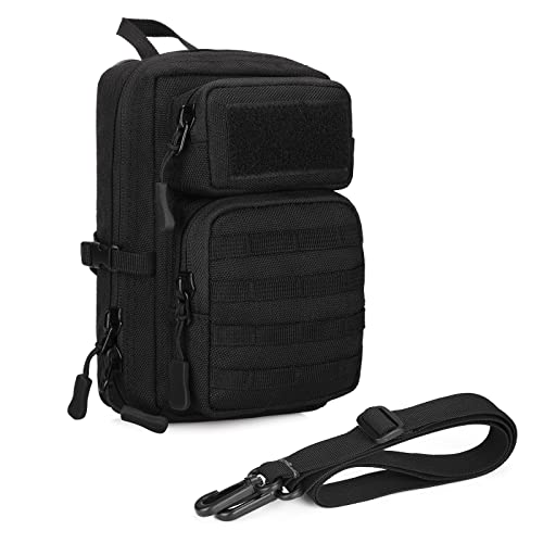 Huntvp Táctica Bolsa 1000D Nylon Mini MOLLE Pouch Militar Bolsillo Riñonera Hombre para 6.9' Teléfono Móvil Caza Ciclismo Camping Senderismo, Negro