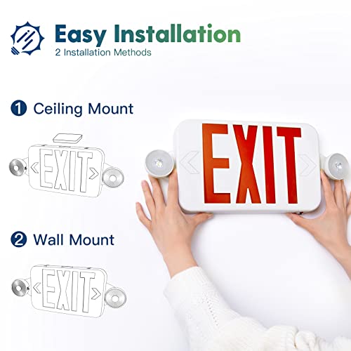 Freelicht 4 Pack Exit Sign With Emergency Lights, Two Led Adjustable Head Emergency Exit Light With Battery, Exit Sign For Business #TOP3