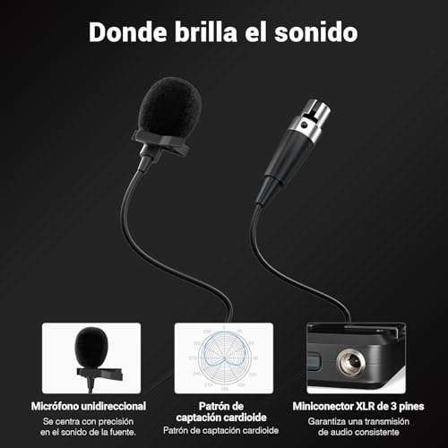 Microfono inalambrico UHF de 4 canales de largo alcance 328ft con exploracion automatica 5