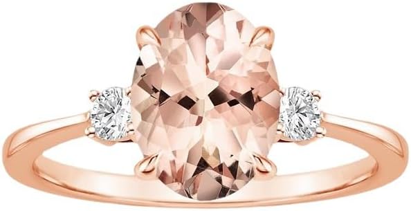 18K Rose Gold Plated Champagne Egg-Shaped Morganstone Champagne Ring Morganite Rhinestone Inlaid Finger Ring Women Fashion Wedding Jewelry 6