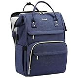 Mochila feminina LOVEVOOK Grande, mochila de viagem, resistente à água, com compartimento para laptop de 17,3 polegadas, bolsas de trabalho profissionais com carregador, azul-marinho