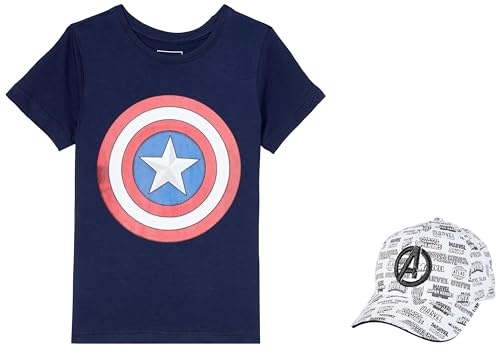 Image of Amazon Brand - Symbol Boy's Original Marvel /Captain America /Avengers 100% Soft & Pure Cotton Short Sleeve T-Shirts & Cap Combo Packs