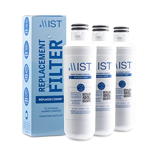 Mist LT1000P Water Filter Replacement, Compatible with LG Models: ADQ747935, MDJ64844601, LMXS28626D, LT1000PC, LT-1000PC Kenmore 46-9980, 469981 (2 Pack)