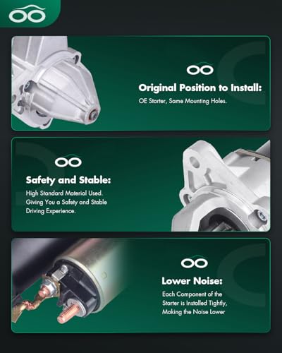 Image of SCITOO Starter Motor SPR0002 17667N 1991-1992 for Saturn SC 1993-2002 for Saturn SC1 ‎1.3kW /12 Volt CW 9-Tooth Pinion