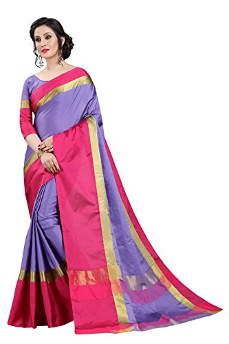 Image of PerfectBlue Women's with Blouse Piece Saree (VisvaVariation Lightgreenbrown Free Size)